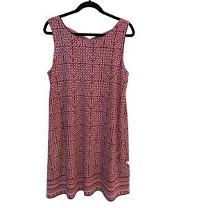 Magnolia Grace Aliana Red White Geometric Border Shift Dress Large